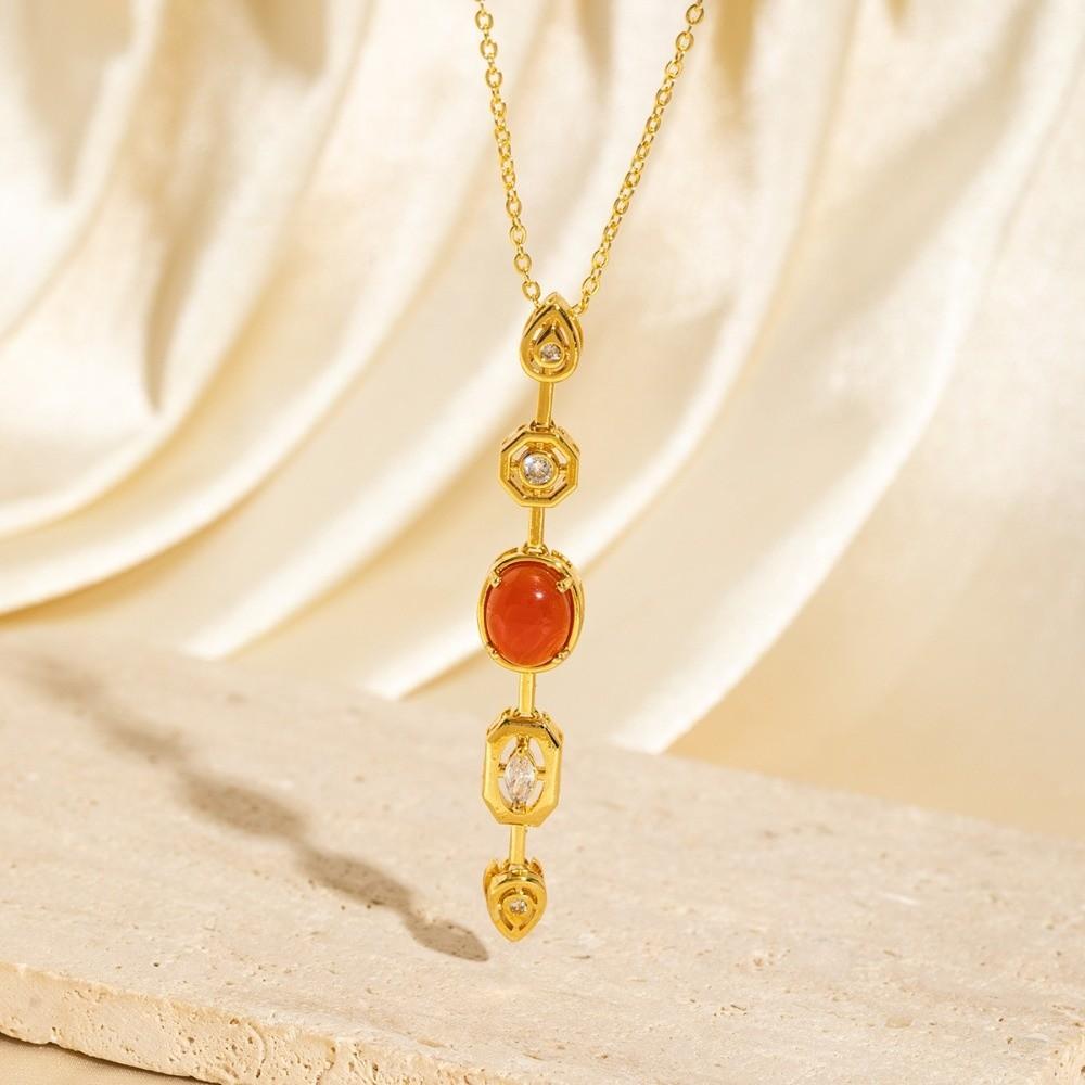 

Luxury Pendant Collarbone Chain Colorful Zircon Long Tassel Necklace Jewelry Accessories Style 4