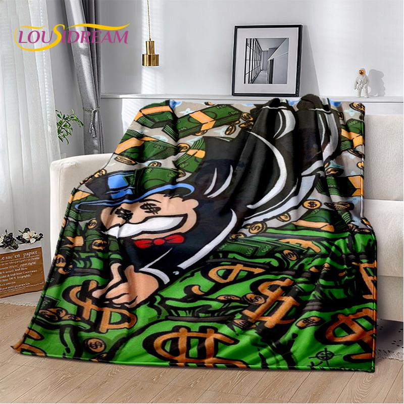 Rich Man Game Monopoly Dollar Cartoon Blanket,Soft Throw Blanket for Home Bedroom Bed Sofa Picnic Travel Office Cover Child Gift
