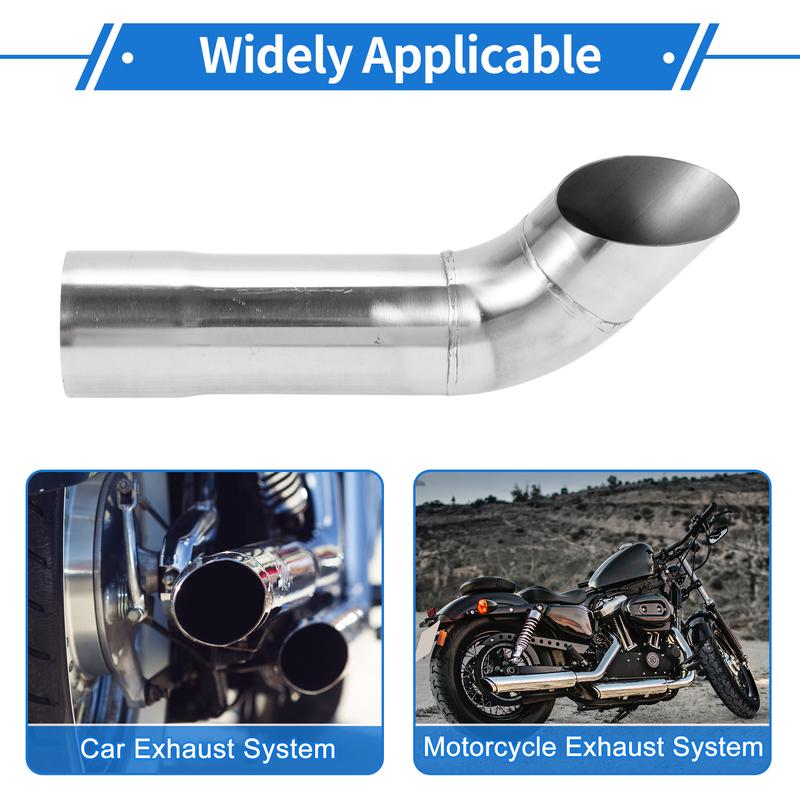 X Autohaux 51mm ID Inlet Turn Down Exhaust Tip T304 Stainless Steel Mandrel Bend Elbow Tube 230mm Length 125 Degree for Car