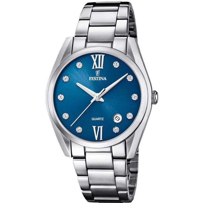Montre Femme - Festina - 16790 C - Acier Inoxydable - Cadran Bleu - Style Chic