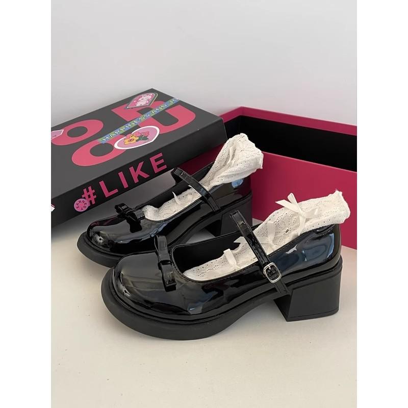 Bow Mary Jane Shoes Women's Fashion Versatile Small Leather Shoes with Skirt Single Shoes Brown