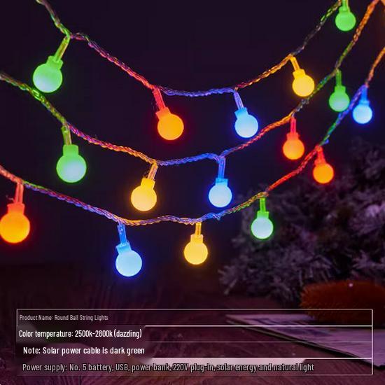 LED Solar String Lights: Outdoor Camping & Courtyard Tent Decor with Colored Bulb