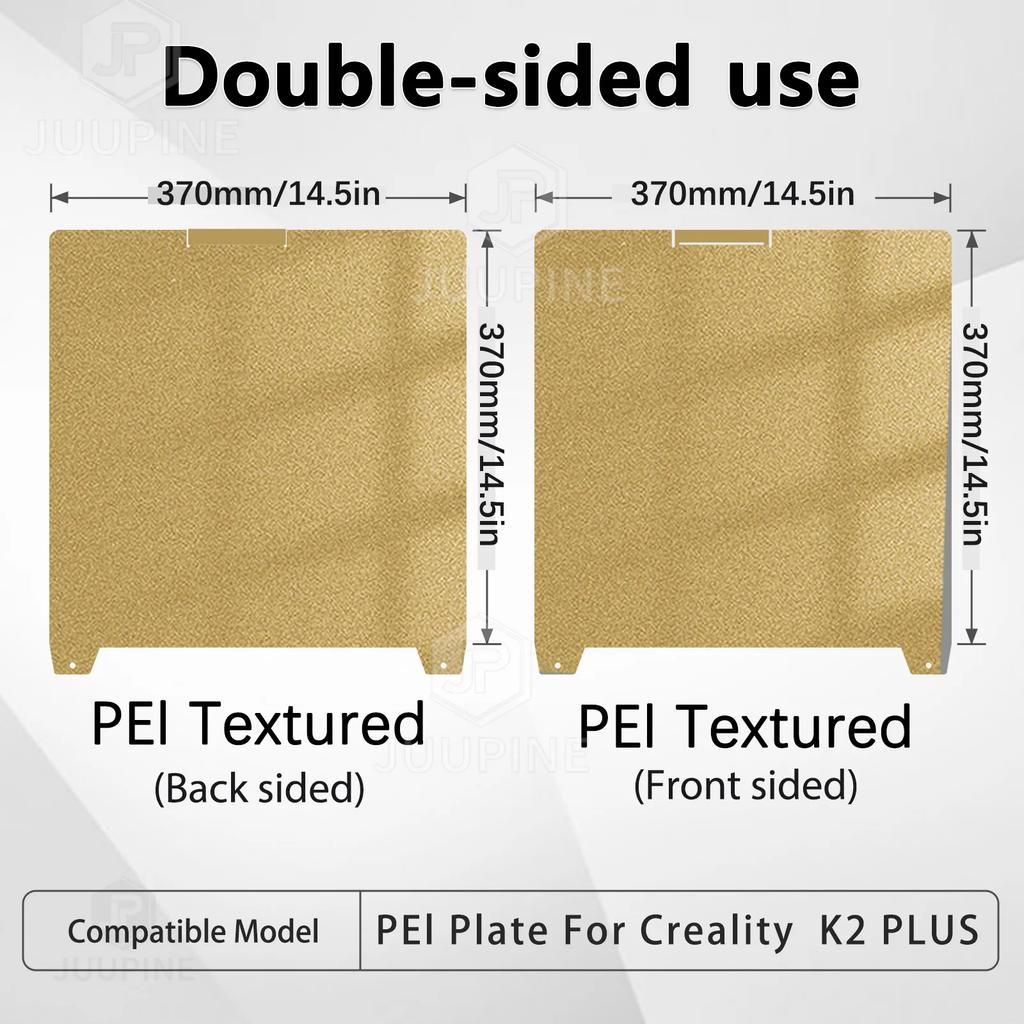 K2 Plus Dual Textured Smooth PEO PET PEY PEI Build Plate for Creality K2 Plus Spring Steel Buildplate 370x370mm High Temperature