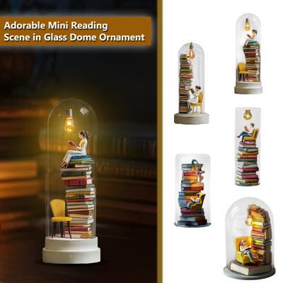 Reader Night Light Eye  Book Night Light Stacking Book Light Reading Corner Lighting Glass Ceiling Light With Bulb Bookshelf Light