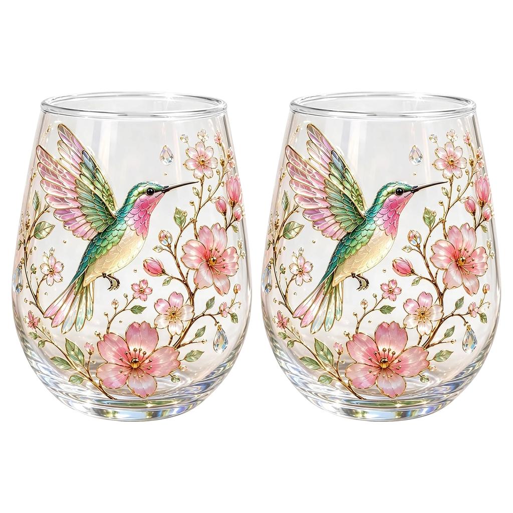 Hummingbird Morning Bliss Glass Tea Cup Embossed Floral Hummingbird Coffee Mug Elegant Glass Tumbler for Summer Party Supplies