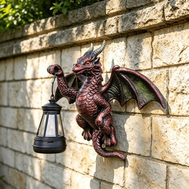 Solar-Powered Dinosaur Wall Decor Garden Yard Outdoor Lighting Decorative Hanging Ornament