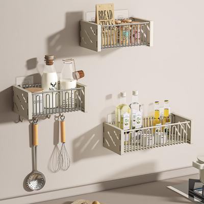 Wall Mounted Fruits Vegetables Draining Basket Large Capacity Countertop Seasoning Rack Rustproof with Hooks Kitchen Accessories