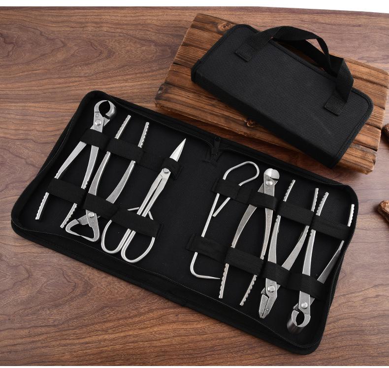 Portable Stainless Steel Gardening Tool Set with Pliers, Diagonal Cutters, Bud Shears, and Oxford Cloth Bag