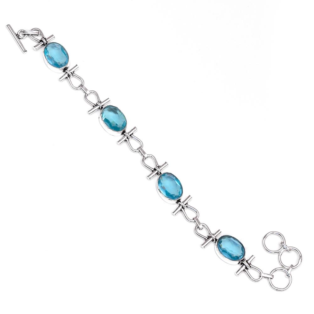 

Серебряный браслет с драгоценными камнями Swiss Blue Quartz Friends, 7-8 дюймов