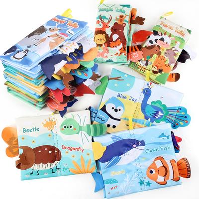 Baby Cloth Book Toys Cartoon Animals Tail  Educational Ringed Paper Cloth Book Toys Enlightenment Baby Toys 0-12 Months Gifts