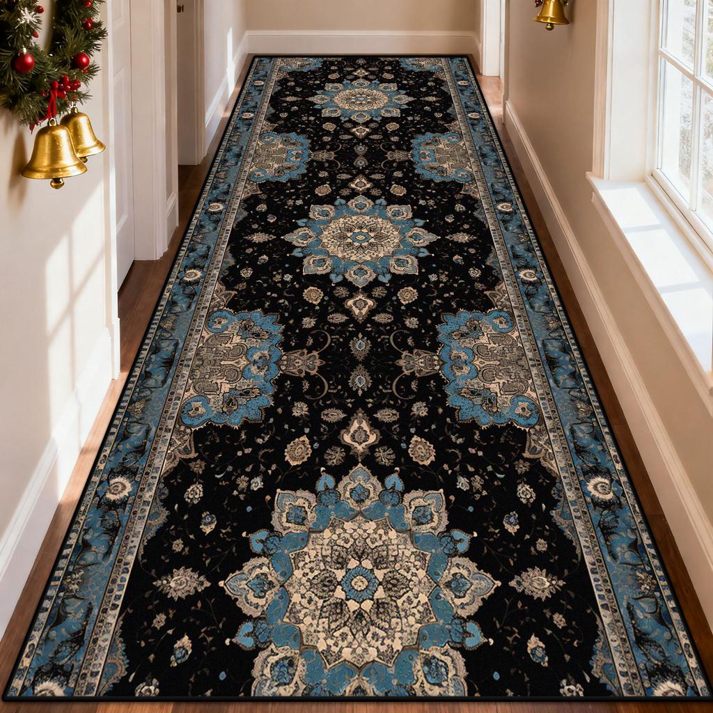 Bohemian Retro Ethnic Corridor Carpet Qajar Revival Decor Home Long Runner Rugs Christmas Art Aesthetic Aisle Floor Mat Washable