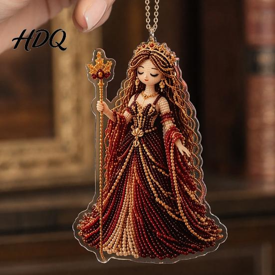 Double-sided Printed Ornaments 2D Flat Acrylic Christmas Ornaments Bead Embroidered Art Goddess