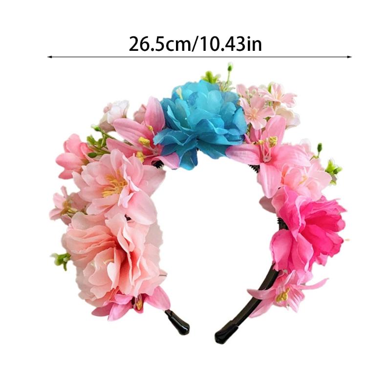 Adjustable Silk Flower Headband Beautiful Flower Hairband Accessory Lovely Flower Embellished Hair Decoration
