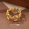 Gold-Plated Adjustable C-Shaped Square Ring - Cool, Stylish, and Personalized Women's Hand Jewelry
