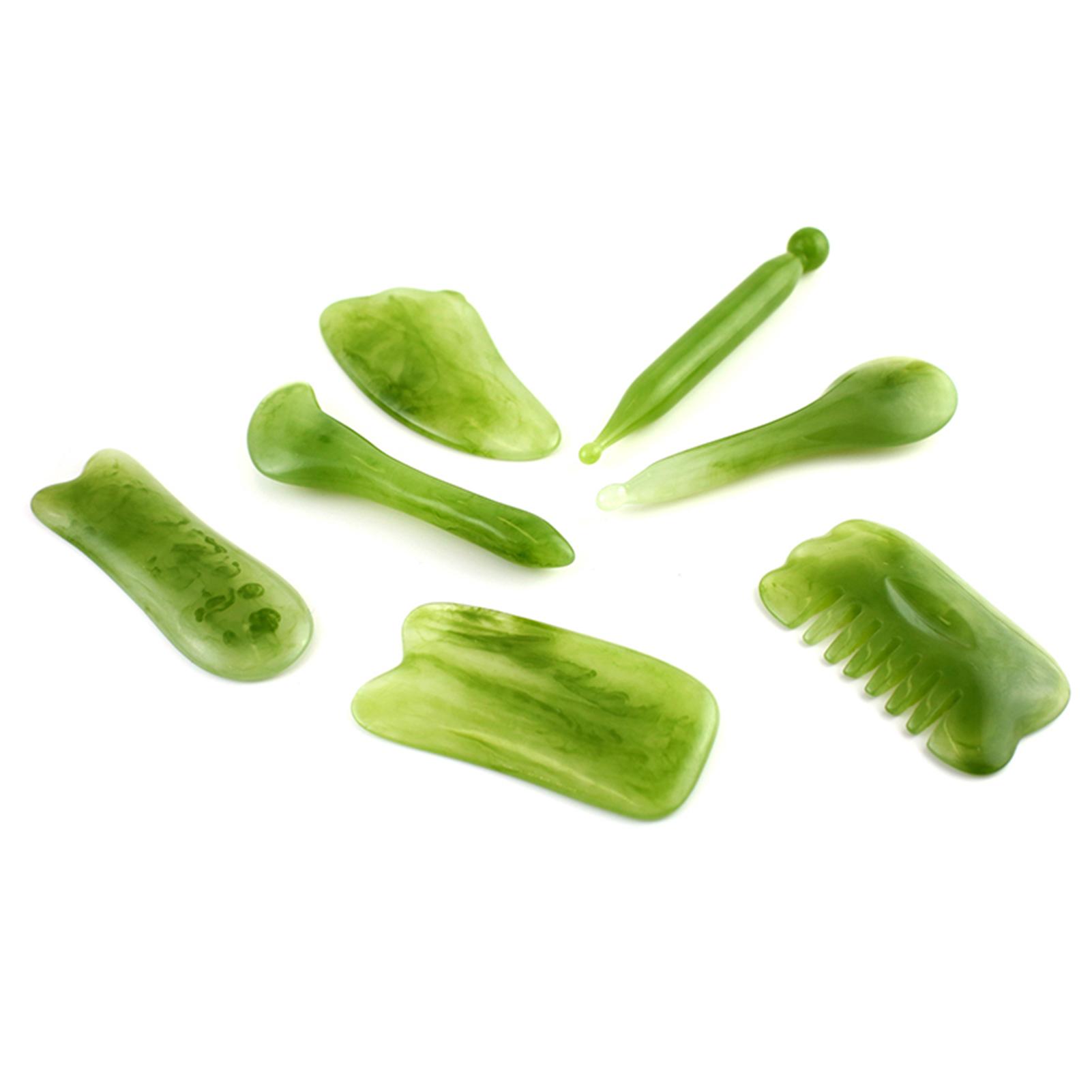 

7 шт./компл. наборы инструментов для скребкового массажа, натуральная смоляная доска для скребков для кожи лица, инструмент для разблокировки меридианов шеи и глаз