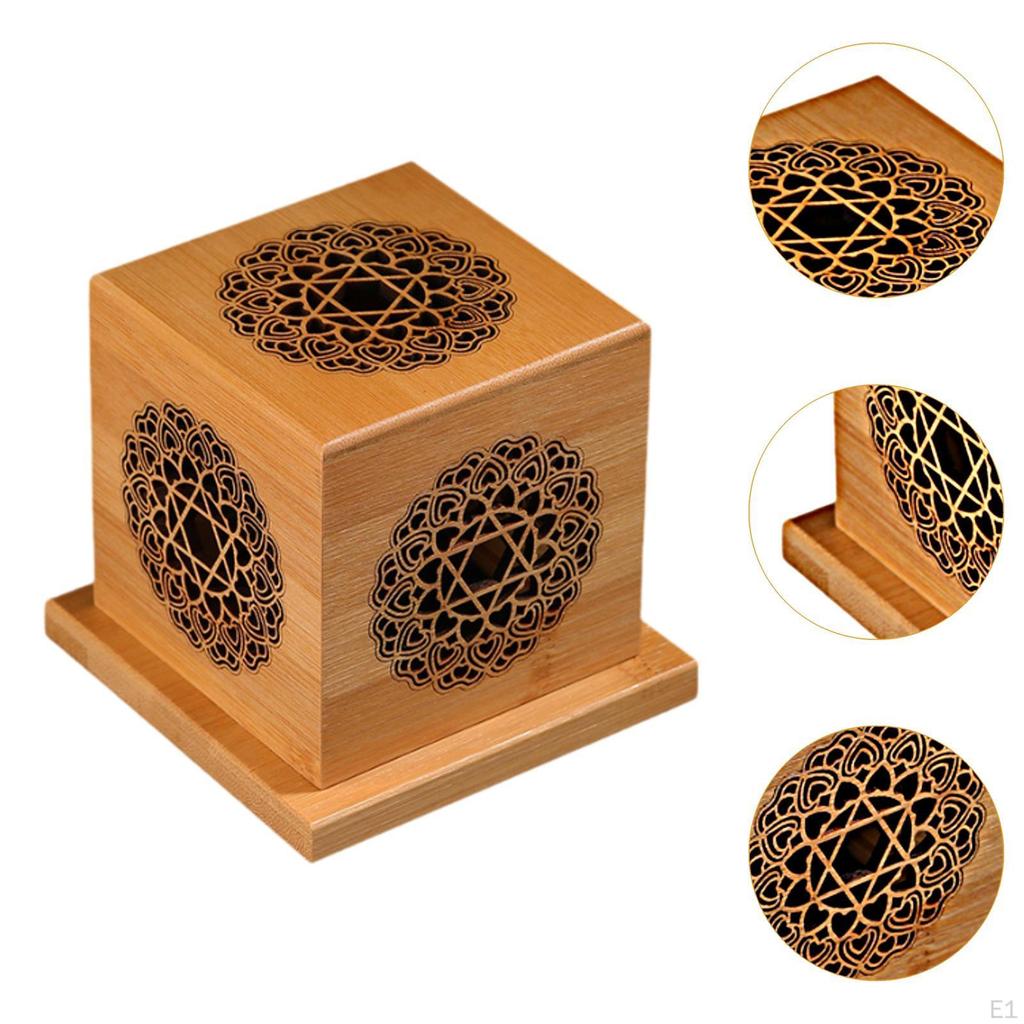 Incense Holder Box in Wood for Tabletop Use with Lid Relaxation