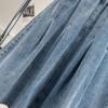 Denim Long Skirt High Waist Elastic Waist Extra Fluffy A Line Half Body Umbrella Skirt Autumn Women's