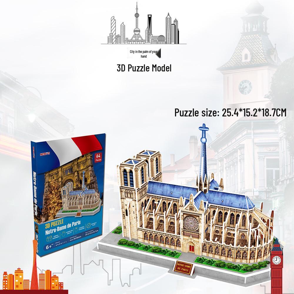 Large 3D World Architecture Puzzle - Handmade Cardboard Model for Children