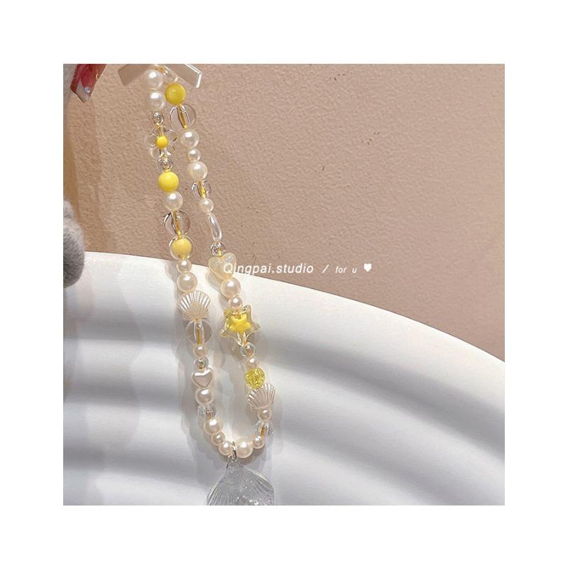 Bracelet de perles d'amour pour femmes, petit nœud en cristal frais, fleurs, amour, chaîne de téléphone portable, anti-chute, accessoires de coque de téléphone portable, DIY