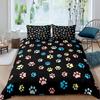 Dog Lover Duvet Cover Hand Drawn Paw Print Doodles Circular Pattern Drawing Style Animals Bedroom Decorations Coral Turquoise