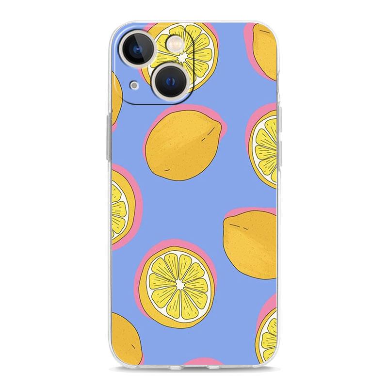 Mediterranean Lemon Luxury Transparent Soft Phone Case For iPhone 14 13 12 11 Pro Max XS X XR SE 7 8 Plus Shockproof Clear Cover
