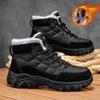 Men's Large Size Russian Winter Snow Boots - Thickened Leather, Fur-Lined, High-Top, Warm Cotton, Cold-Resistant (Sizes 46-47)