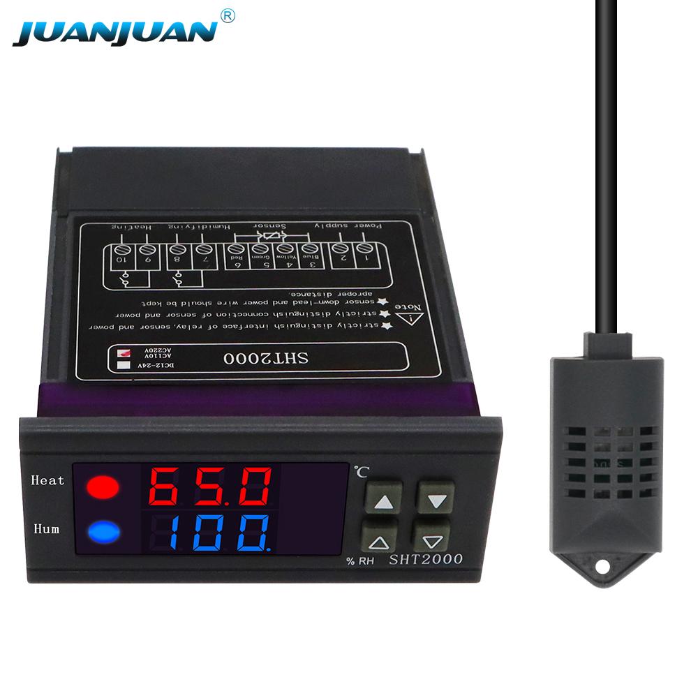 SHT2000 Temperature Humidity Controller DC 12V 24V AC 220V Home Fridge Incubator Thermostat Humidistat Thermometer Hygrometer