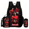 Ronaldo 3Pcs Set School Backpack Football Sport Backpack,Pencil Bags,with Lunch bag,Football Star Bookbag Knapsack