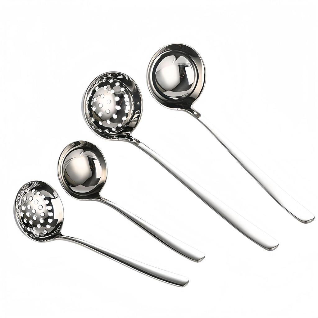304 Stainless Steel Hammered Texture Soup Ladle - Long Handle for Hotel or Home Use