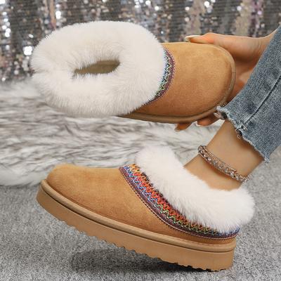 Bottes de neige tendance coréennes multicolores pour femmes 2025 Hiver Bout rond Plateforme Peluche Botas Femme Douces Fourrées Chaudes Bottes de neige Féminines