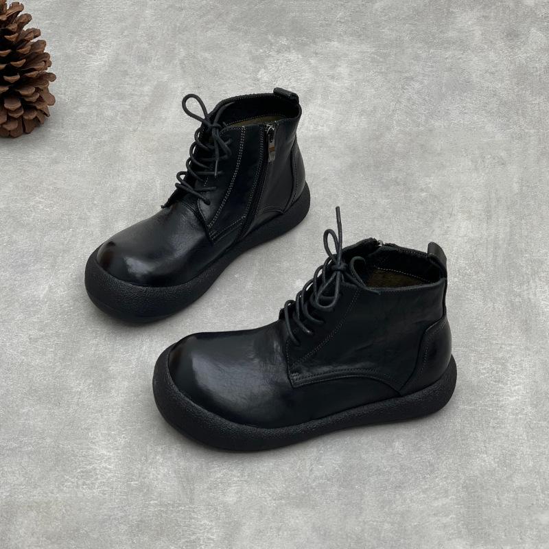 New Women's Boots, Retro Round-toe Lace-up Shoes, Women's Ankle Boots
