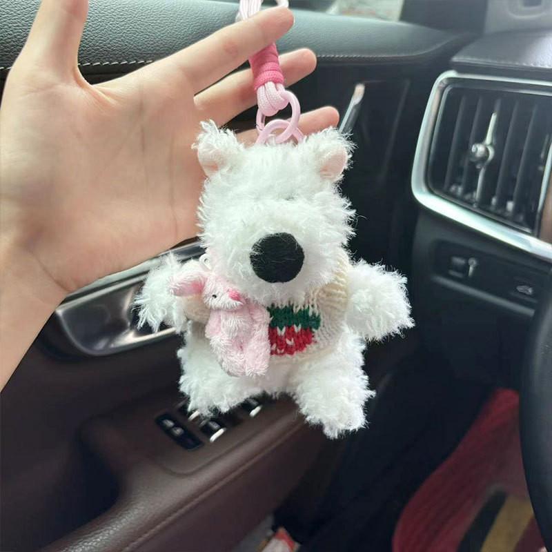 Adorable Cartoon Dog Plush Keychain Soft Pp Cotton Stuffed Animal Bag Charm