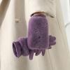 Thickened Suede Touch Screen Gloves Detachable Lining Riding Gloves Faux Fur Gloves  for Women