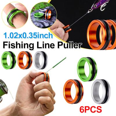 6PCS Fishing Line Puller Portable Line Pull Loop Anti-Slip Aluminum Alloy Saver Ring Tighten The Leader Knot Fishing Accessories