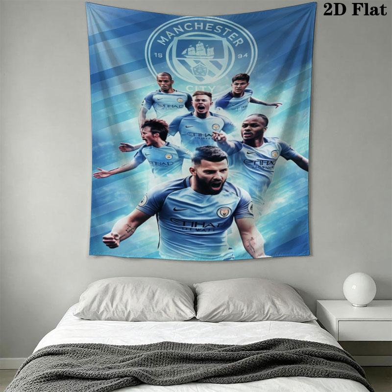 Forever MCFC BlueWall Hanging Printed Fabric Blanket Decorative Tapestries for Bedroom Living Room Home Decor