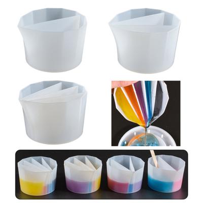 4 Stück Silikon Gießbecher mit Trennwand Farbmischbecher Mehrfachfach-Design