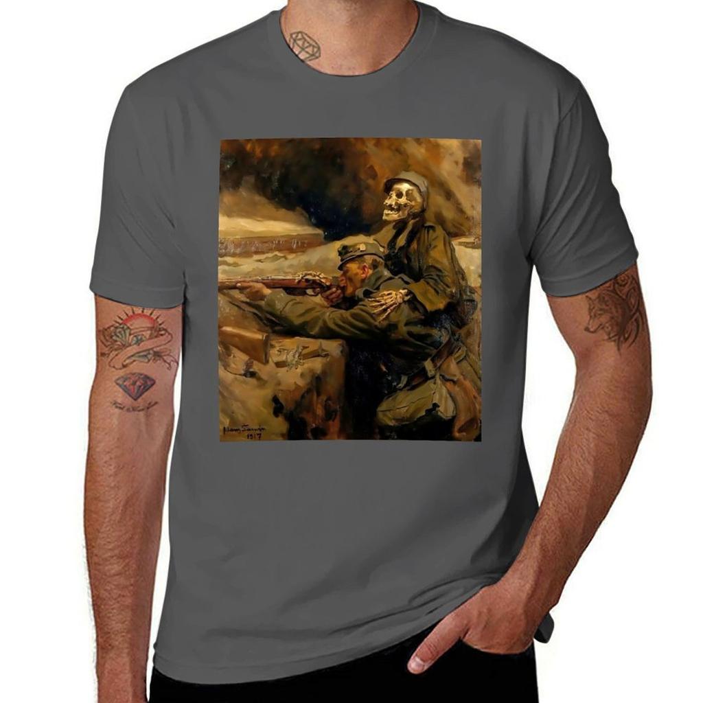 Death And The Soldier (1917) By Hans Larwin Tshirt Sports Casual Breathable Tee Shirt Tshirt