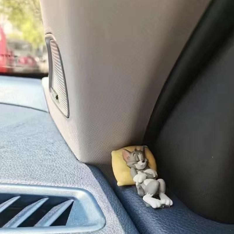 Sleeping Tom And Jerry Pillow Tom Cat Mouse Car Ornament Cute Desk Decorations Adorable Figurines Collectible Playful Ornaments