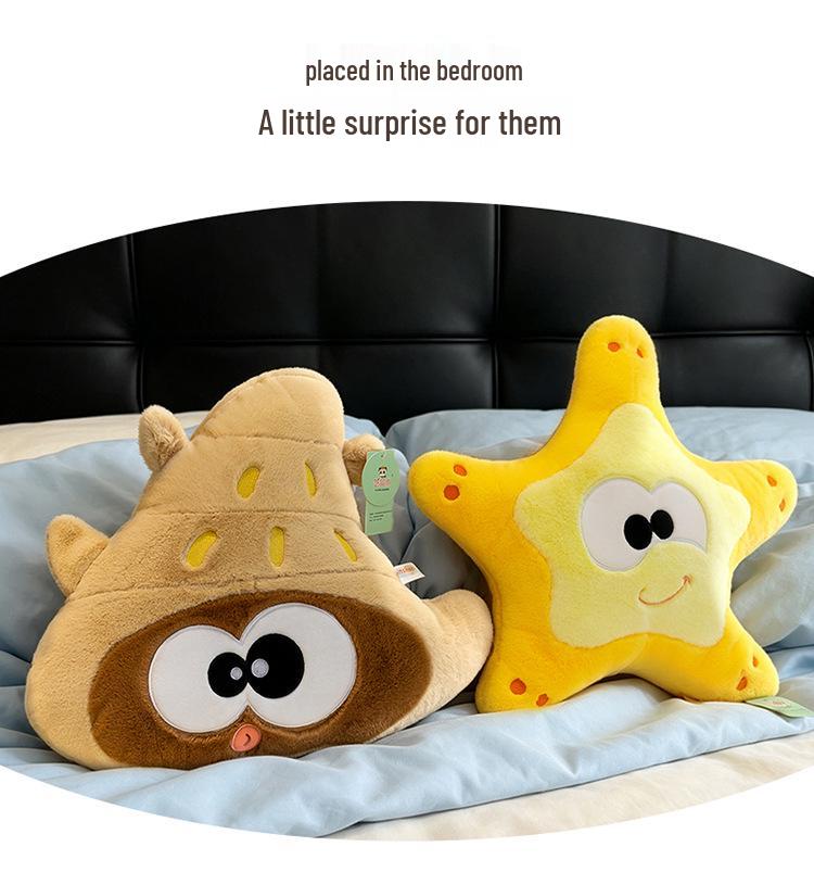 Cartoon Marine Animal Plush Pillow: Shark Star Cuddly Doll Sofa Cushion for Kids