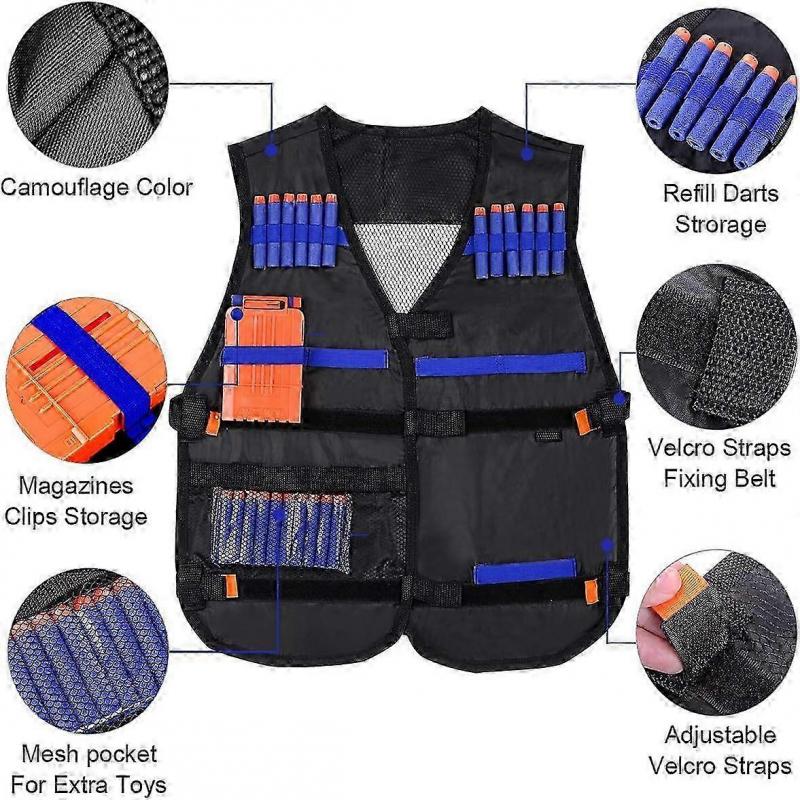 Nerf N-Strike Elite Tactical Vest 2-Pack Nerf Vest For Kids Tactical Vest Nerf Accessories Kit Kids Tactical Vest With 80 Dart For Nerf N-Strike Weapo