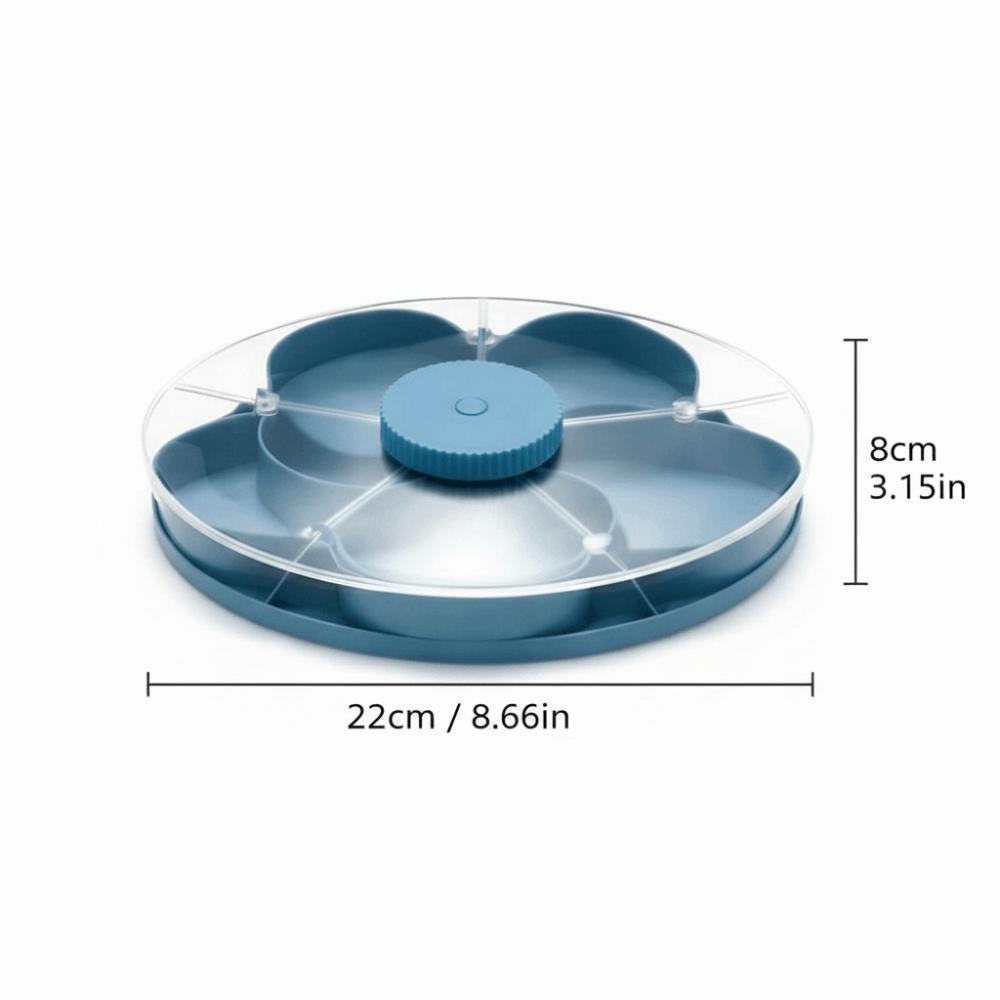 Multi Grid Rotating Snack Tray Divided Spins Candy Nut Storage Snack Box Container  for Home,Picnic