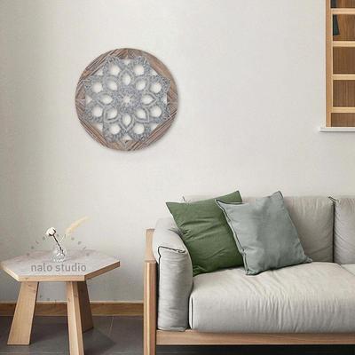 Thicken Rustic Wall Decor Round Carved Floral Boho Art Decoration Round Rustic Wall Art Modern Decoration For Bedroom Bathroom