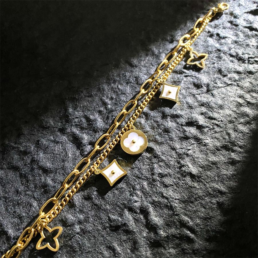 No Color Loss Titanium Steel Four-Leaf Clover Bracelet Fashion Simple Light Luxury Four-Leaf Clover Ladies Bracelet