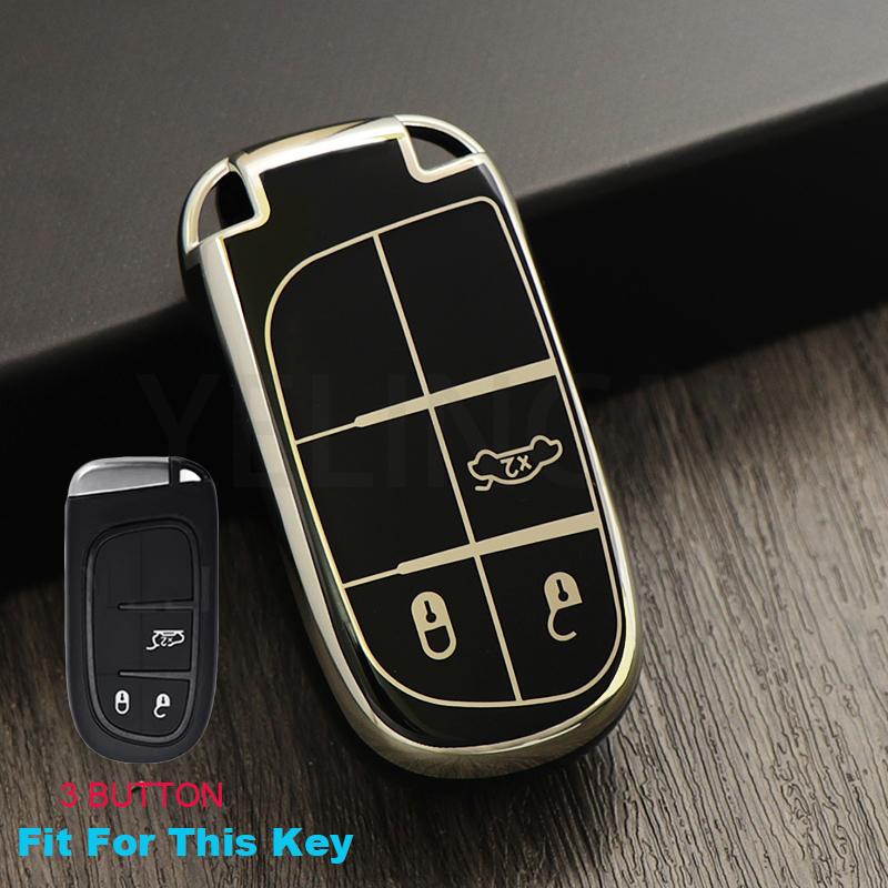 3/5 Tasten Schale Fob TPU Auto Smart Schlüssel Etui Abdeckung Für Jeep Renegade Frand Cherokee Dodge Journey Charger Chrysler 200 300 300