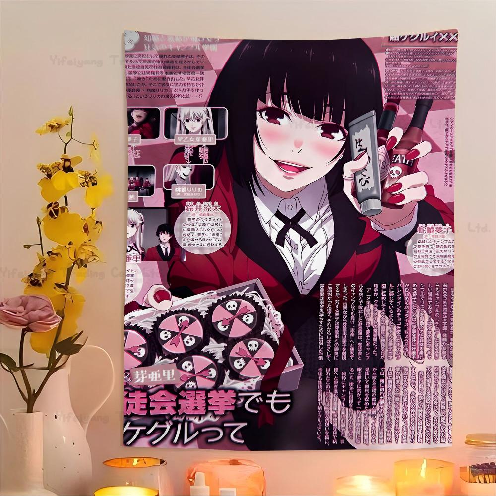 Kakegurui Jabami Yumeko Chart Tapestry Art Science Fiction Room Home Decor Cheap Hippie Wall Hanging