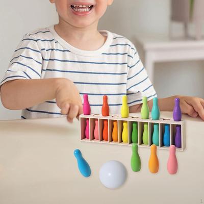 Farbzuordnungsspiel Bowling-Set Spielzeug Sensorisches Lernsortierspielzeug für Kinder Erwachsene Jungen