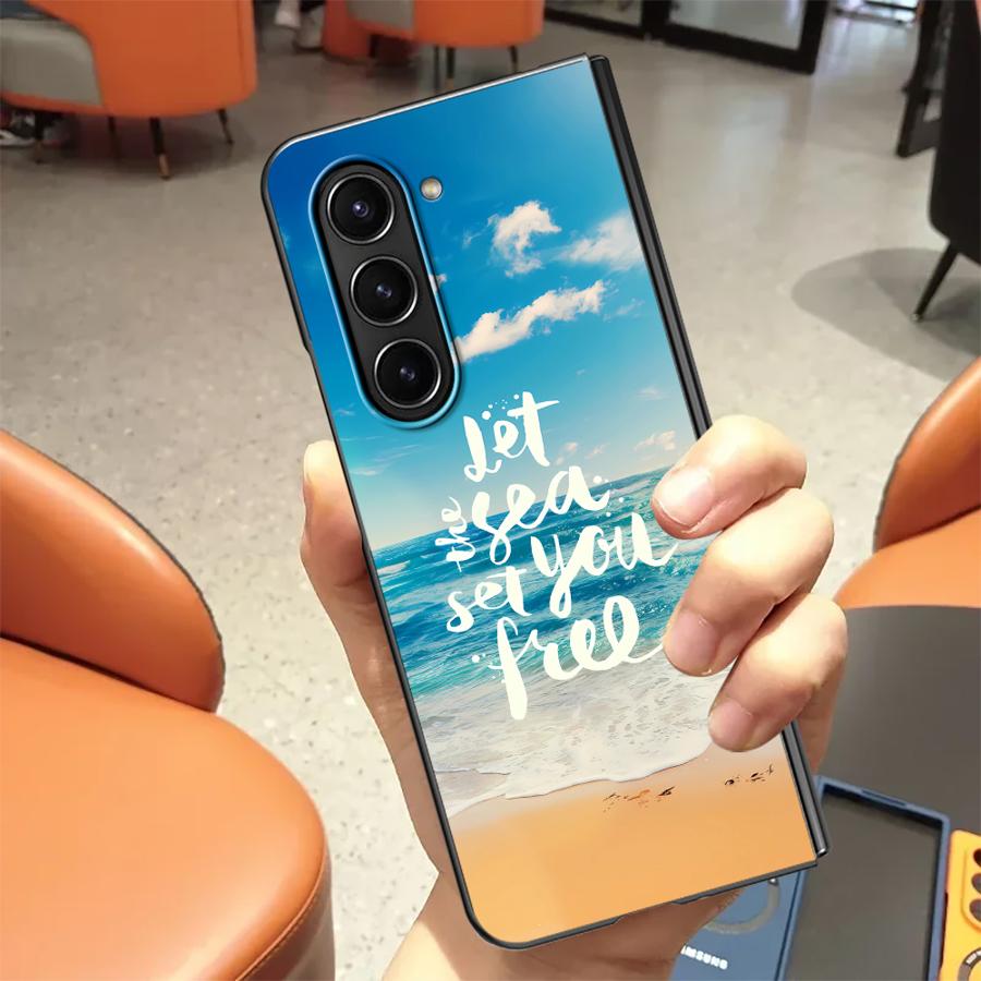 

Back Phone Cover Case for Samsung Galaxy ZFold4 Z Fold 7 6 5 4 3 ZFold7 ZFold5 ZFold6 ZFold3 Ocean Scenery Pattern Galaxy Z Fold4