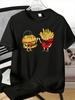 Fashion Unisexs Short Sleeve Crew Neck Tee Cute Fast Food Character High Five Print Soft Cotton Food Enthusiast Urban Casual Shirts