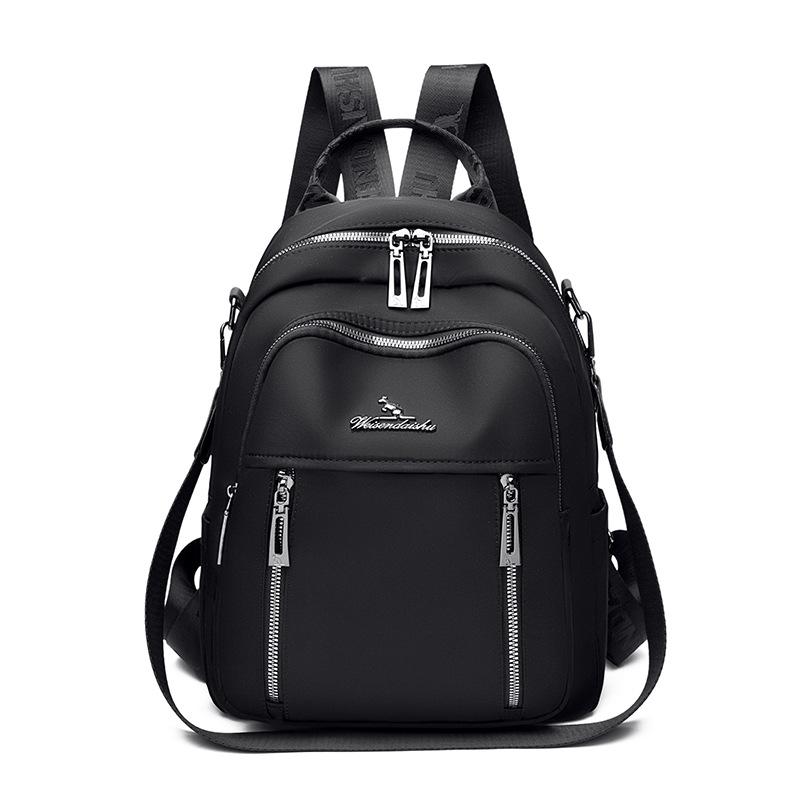 Women s Double Shoulder Bag - Large Capacity Soft Leather Casual Single Shoulder Bag - University Student Backpack чёрный