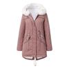European Size Women's Cotton-padded Coat White Fur Collar Parka Medium and Long Hooded Winter Warm Fleece Coat Women's Cotton-padded Coat